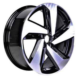 Replacement - 5 Turbine-Spoke Machined Face with Painted Black Spoke Inset and Painted Black Pockets 18x7.5 Alloy Factory Wheel - Replica