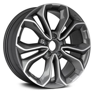 Replacement - 6 V-Spoke Machined Face with Painted Charcoal Vents 18x7.5 Alloy Factory Wheel - Replica