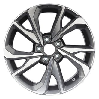 Replacement - 10 Spiral-Spoke Machined Face with Painted Gray Spoke Inset and Painted Gray Pockets 18x8 Alloy Factory Wheel - Replica