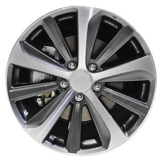 Replacement - 10 Turbine-Spoke Machined Face with Painted Charcoal Spoke Inset and Painted Charcoal Pockets 18x7.5 Alloy Factory Wheel - Replica