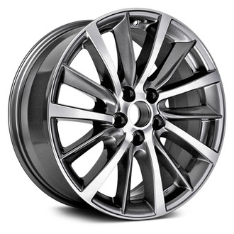 Replacement - 14 Turbine-Spoke Machined Face with Painted Gray Spoke Inset and Painted Gray Pockets 18x7.5 Alloy Factory Wheel - Replica