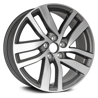 Replacement - 5 Double Spiral-Spoke Machined Face with Charcoal Vents 20x8 Alloy Factory Wheel - Replica