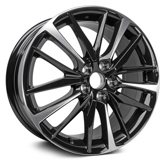 Replacement - 10 Alternating-Spoke Machined Face with Painted Black Spoke Inset and Painted Black Pockets 19x8 Alloy Factory Wheel - Replica