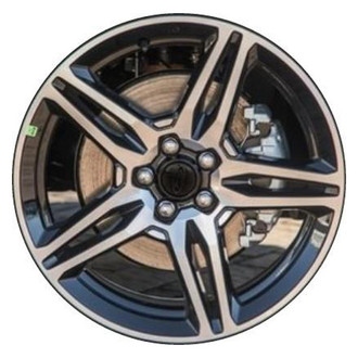 Replacement - Double 5-Spoke Machined Face with Painted Black Spoke Inset and Painted Black Pockets 19x8 Alloy Factory Wheel - Replica