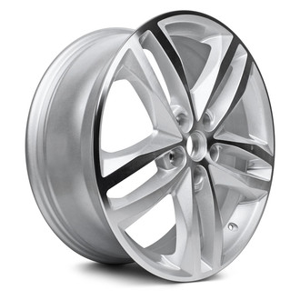 Replacement - Double 5-Spoke Machined Face with Painted Silver Vents 19x7.5 Alloy Factory Wheel - Replica