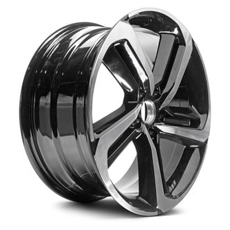 Replacement - 5 Spiral-Spoke Machined Face with Painted Black Spoke Inset and Painted Black Pockets 19x8.5 Alloy Factory Wheel - Replica