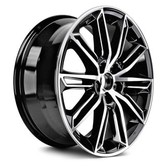 Replacement - 10 Double I-Spoke Machined Face with Painted Black Spoke Inset and Painted Black Pockets 19x8 Alloy Factory Wheel - Replica