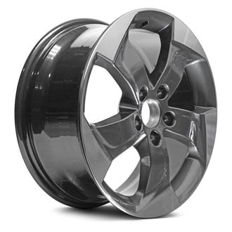 Replacement - 5 Turbine-Spoke Machined Face with Painted Gray Spoke Inset and Painted Gray Pockets 17x7.5 Alloy Factory Wheel - Replica