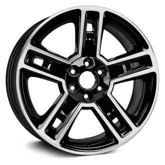 Replacement - Double 5-Spoke Machined Spoke Outline with Painted Black Spoke Inset and Painted Black Pockets 22x9 Alloy Factory Wheel - Replica