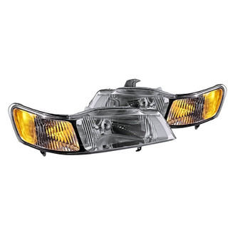 Replacement - Driver and Passenger Side Headlight Set Lens and Housing (CAPA Certified)