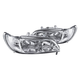 Replacement - Driver and Passenger Side Headlight Set Lens and Housing (Standard Line)
