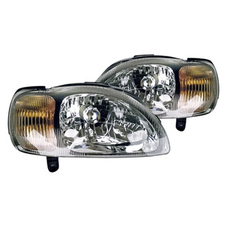 Replacement - Driver and Passenger Side Headlight Set Lens and Housing (Standard Line)