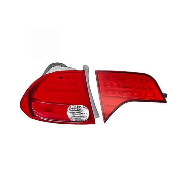 Replacement - Driver Side Inner and Outer Tail Light Lens and Housing Set, Honda Civic