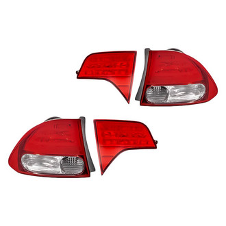 Replacement - Driver and Passenger Side Inner and Outer Tail Light Lens and Housing Set (Standard Line)