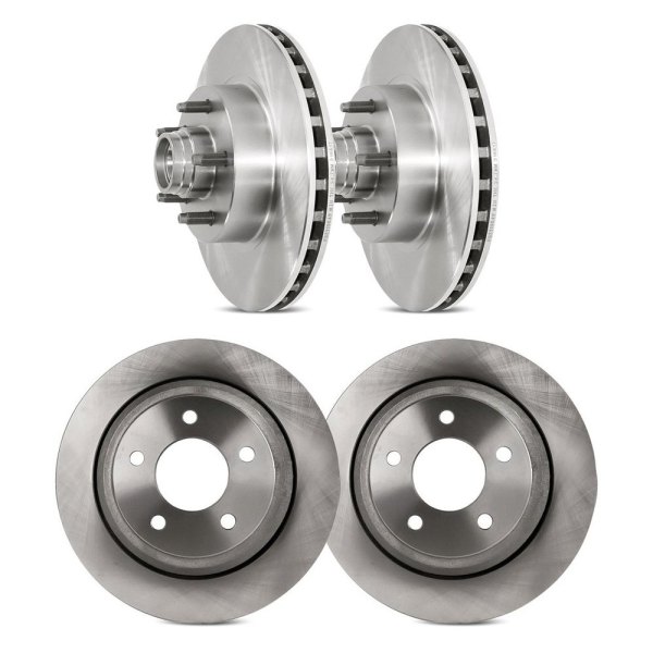 Replacement - Plain Front and Rear Brake Rotor Set
