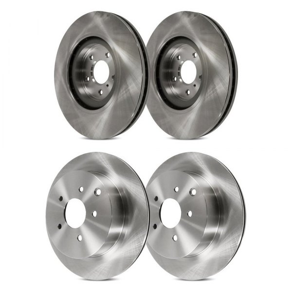 Replacement - Plain Front and Rear Brake Rotor Set