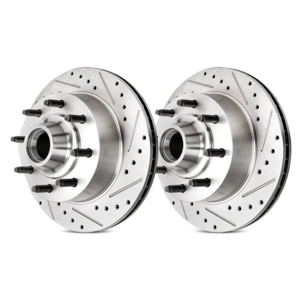 Replacement - Drilled and Slotted Front Brake Rotor Set