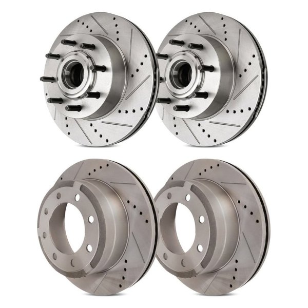 Replacement - Pro-Line Drilled and Slotted Front and Rear Brake Rotor Set
