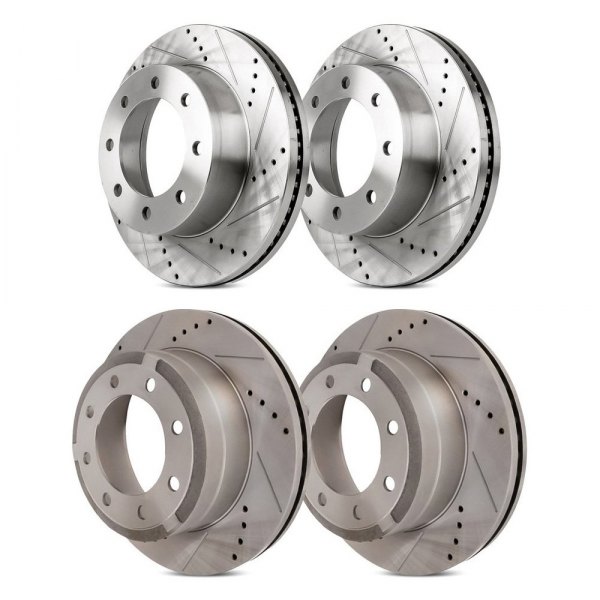 Replacement - Drilled and Slotted Front and Rear Brake Rotor Set