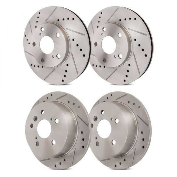 Replacement - Pro-Line Drilled and Slotted Front and Rear Brake Rotor Set