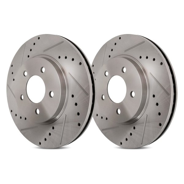 Replacement - Drilled and Slotted Front Brake Rotor Set