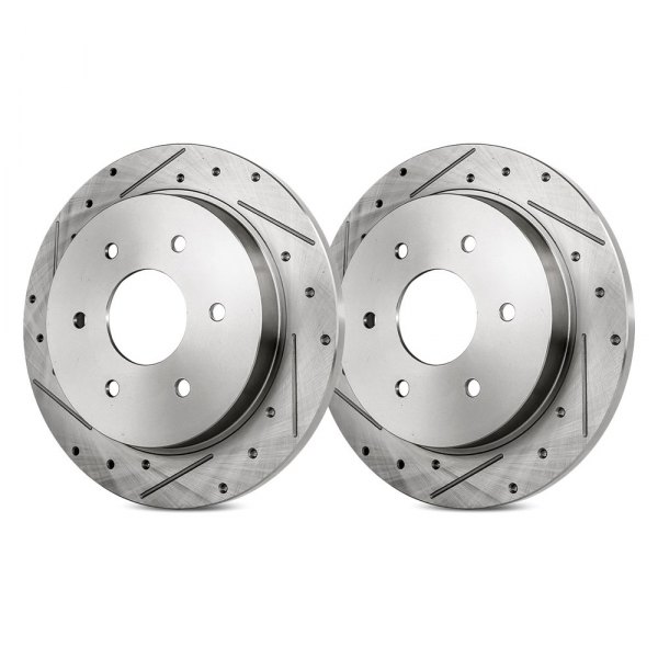 Replacement - Drilled and Slotted Rear Brake Rotor Set