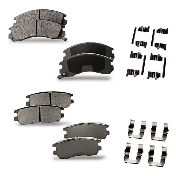 Replacement - Semi-Metallic Front and Rear Disc Brake Pad Set