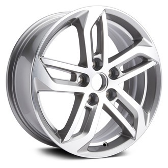 Replikaz® - Double 5-Spoke Machined Face with Painted Gray Spoke Inset and Painted Gray Pockets 18x7 Alloy Factory Wheel - Replica