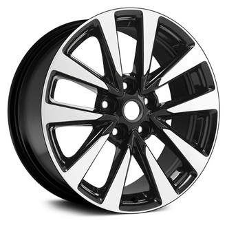 Replikaz® - 5 V-Spoke Machined Face with Painted Black Spoke Inset and Painted Black Pockets 17x7.5 Alloy Factory Wheel - Replica