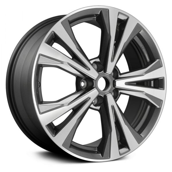 Replikaz® - 18 x 7 5 V-Spoke Machined Face with Charcoal Spoke Inset and Pockets Alloy Factory Wheel (Replica)