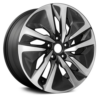 Replikaz® - 5 Double Turbine-Spoke Machined Face with Painted Charcoal Pockets 17x7.5 Alloy Factory Wheel - Replica