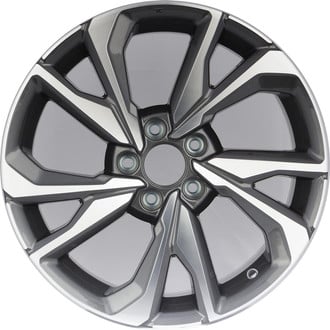 Replikaz® - 10 Spiral-Spoke Machined Face with Painted Gray Spoke Inset and Painted Gray Pockets 18x8 Alloy Factory Wheel - Replica