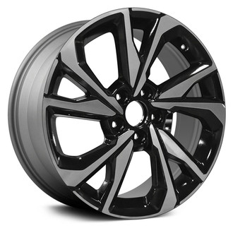 Replikaz® - 10 Spiral-Spoke Standard Clear Coat Machined Face with Painted Black Spoke Inset and Painted Black Pockets 18x8 Alloy Factory Wheel - Replica