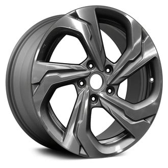 Replikaz® - 5 Spiral-Spoke Machined Face with Painted Gray Spoke Inset and Painted Gray Pockets 17x7.5 Alloy Factory Wheel - Replica