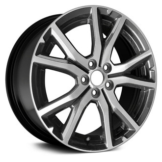 Replikaz® - 5 V-Spoke Machined Face with Painted Charcoal Spoke Inset and Painted Charcoal Pockets 17x7 Alloy Factory Wheel - Replica