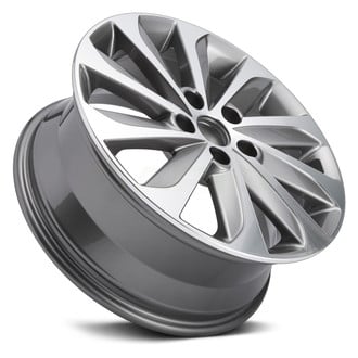 10 Turbine-Spoke Gray with Machined Face 17x7 Alloy Factory Wheel, Replica - Angle View