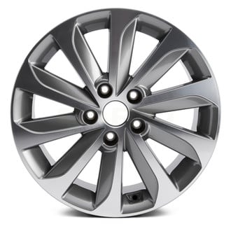10 Turbine-Spoke Gray with Machined Face 17x7 Alloy Factory Wheel, Replica - Angle View