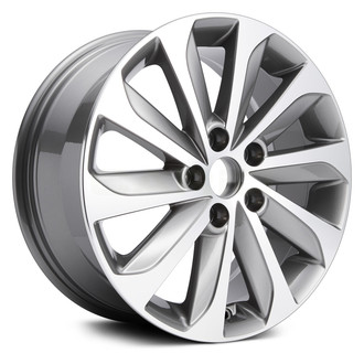Replikaz® - 10 Turbine-Spoke Machined Face with Painted Gray Spoke Inset and Painted Gray Pockets 17x7 Alloy Factory Wheel - Replica