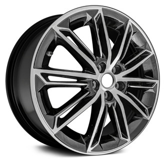 Replikaz® - 10 Double I-Spoke Machined Face with Painted Black Spoke Inset and Painted Black Pockets 19x8 Alloy Factory Wheel - Replica