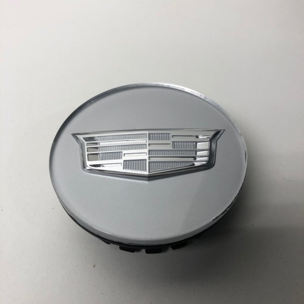 Replikaz® - Gray Wheel Center Cap With Chrome Cadillac Logo - Clear Plastic Coat