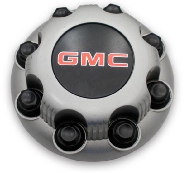 Replikaz® - Silver Wheel Center Cap With Black Center-Red GMC Logo
