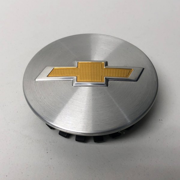 Replikaz® - Machined Silver Replacement Wheel Center Cap With Gold Reflective Chevy Logo