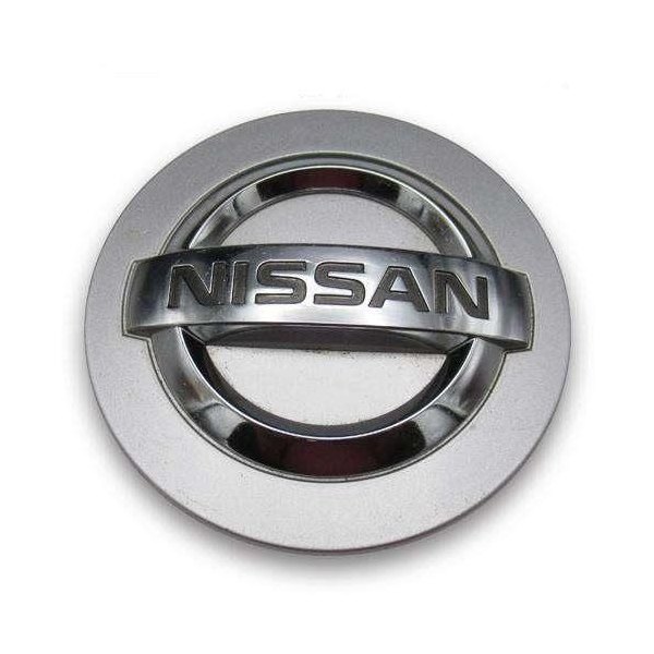 Replikaz® - Painted Metallic Silver Wheel Center Cap With Chrome Nissan Logo