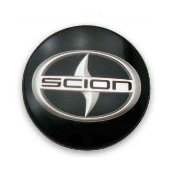 Replikaz® - Painted Black Wheel Center Cap With Silver Scion Logo