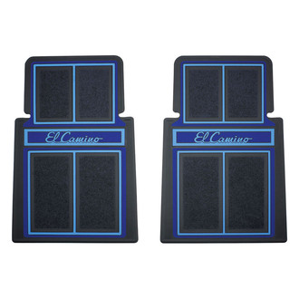 RESTOPARTS® - 1st Row Blue Rubber Floor Mats with "El Camino" Logo