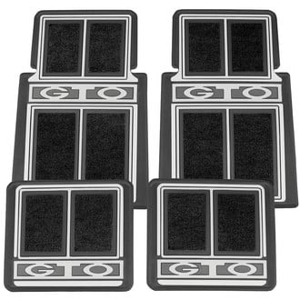 RESTOPARTS® - 1st & 2nd Row Gray Rubber Floor Mat Set with "GTO" Logo