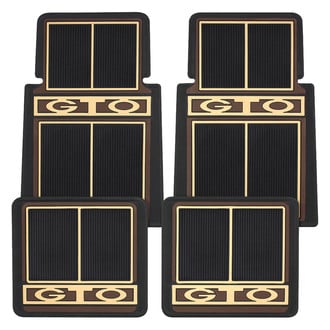 RESTOPARTS® - 1st & 2nd Row Saddle Rubber Floor Mat Set with "GTO" Logo