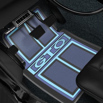 RESTOPARTS® - 1st & 2nd Row Blue Rubber Floor Mat Set with "GTO" Logo