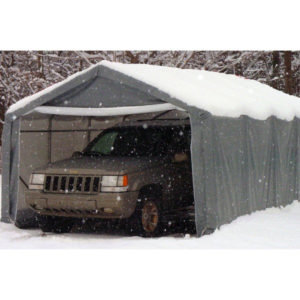 Rhino Shelter® - House Style 12' W x 20' L x 8' H Gray 1 Car Instant Garage