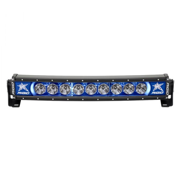 Rigid Industries® - Radiance Plus Series 20" 92W Curved Broad Spot Beam LED Light Bar with Blue Backlight, Front View